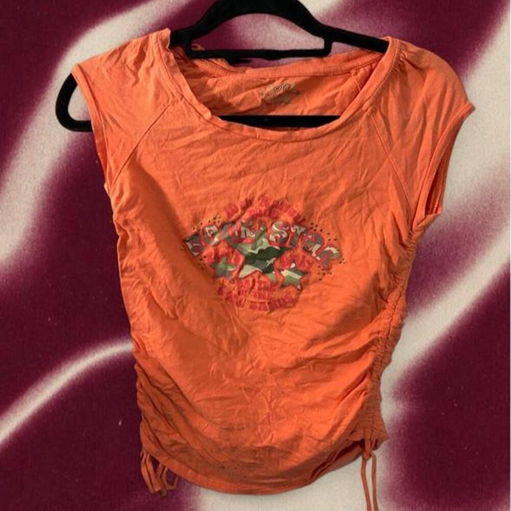 Vintage orange graphic ruched tee